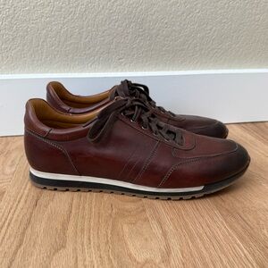 Magnanni $495 Leather Ibiza Low-Top Sneakers Brown Casual Men’s 9.5